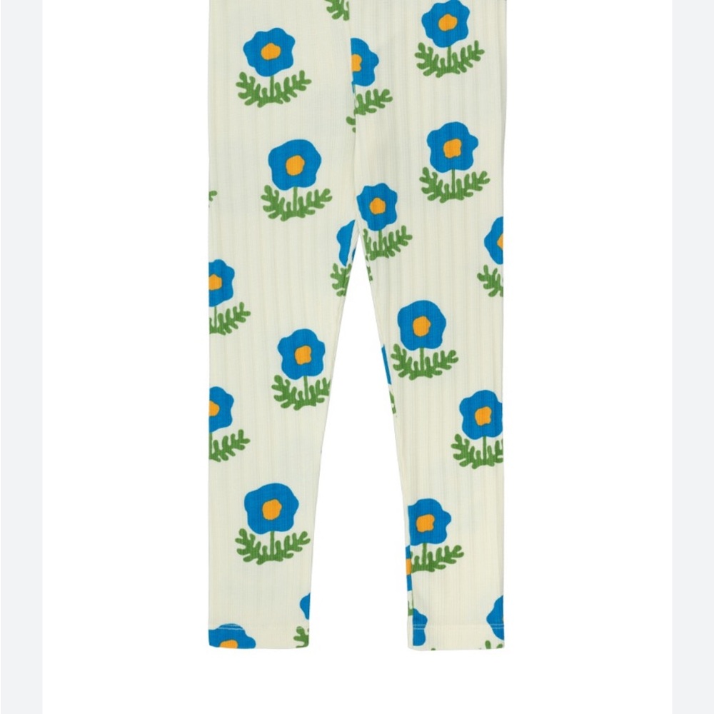 TinyCottons Floral Print Kids Leggings in Blue and Green